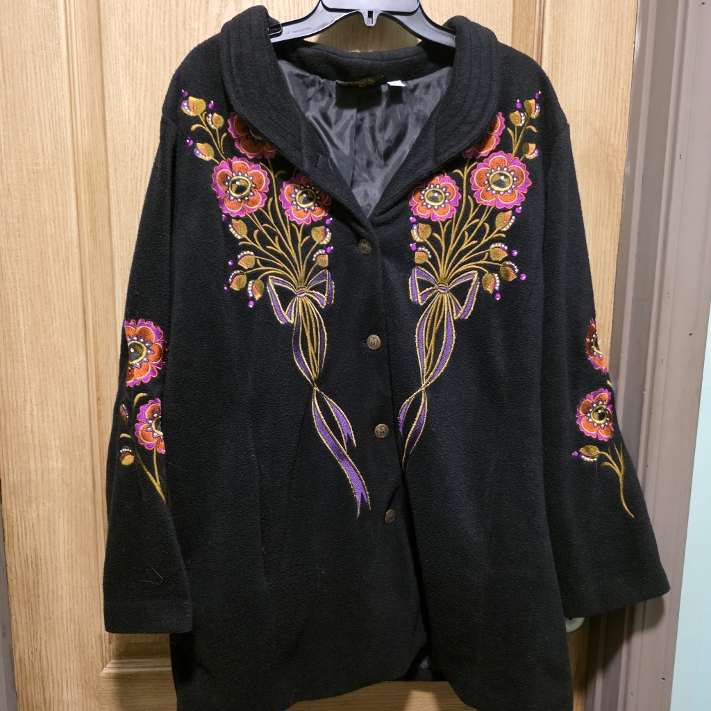 Bob Mackie Black Coat With Gold Button